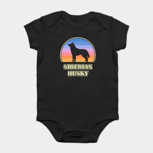 Siberian Husky Vintage Sunset Dog Baby Bodysuit